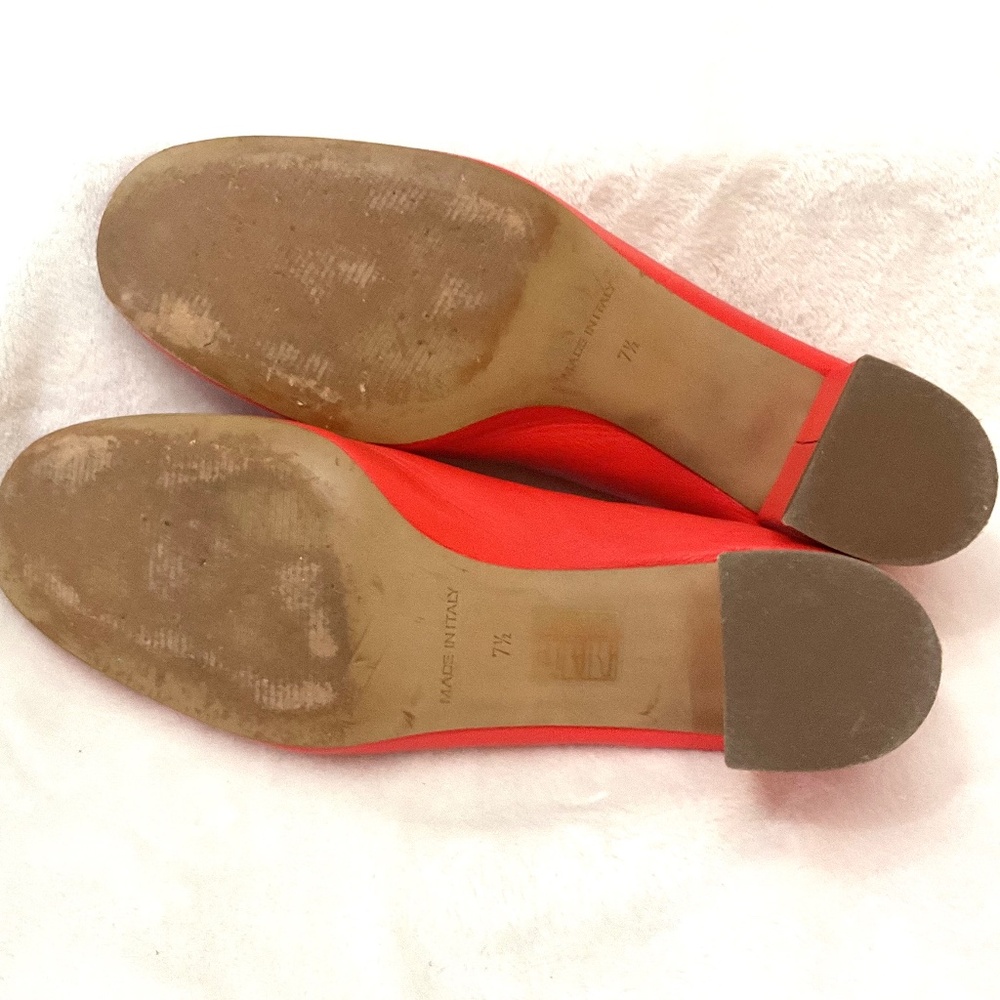 Everlane Minimalist Pumps Red Leather Mid Block Heel Career Dress Shoes Sz 7.5 - Picture 13 of 16